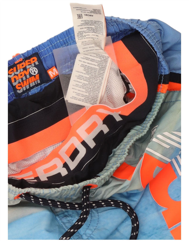 Superdry Mens Graphic Swimming Shorts Medium  Blue Striped Polyester