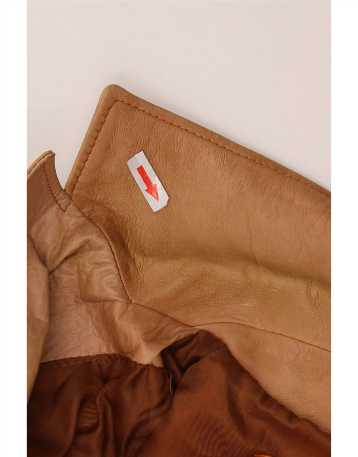 Society Womens Crop 2 Button Blazer Jacket UK 12 Medium Brown Leather