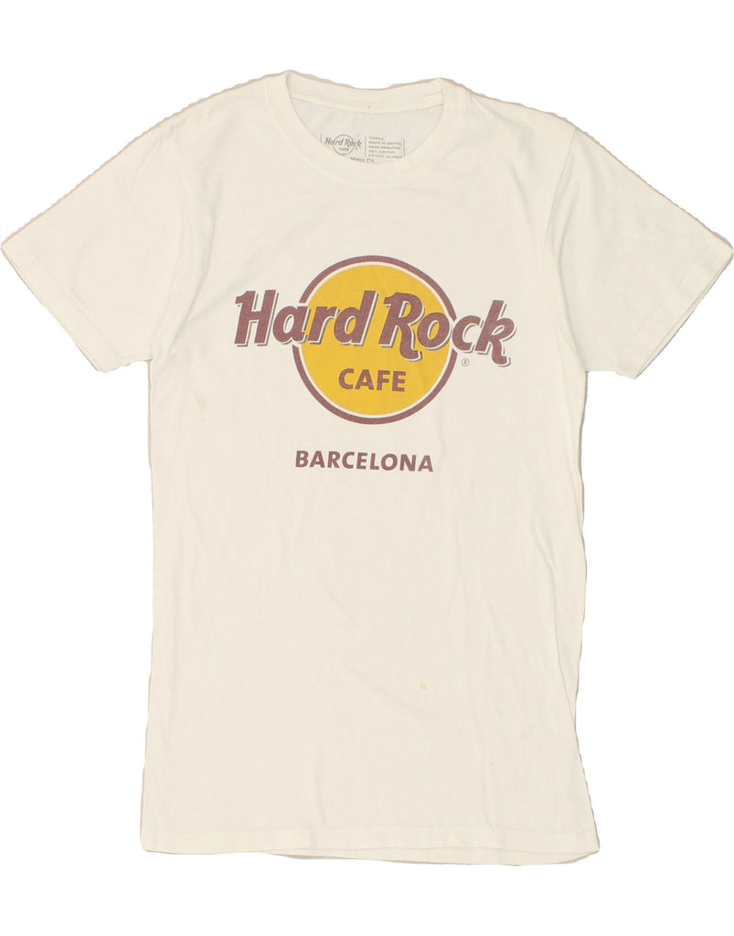 HARD ROCK CAFE Womens Barcelona Graphic T-Shirt Top UK 6 XS White Cotton | Vintage Hard Rock Cafe | Thrift | Second-Hand Hard Rock Cafe | Used Clothing | Messina Hembry 