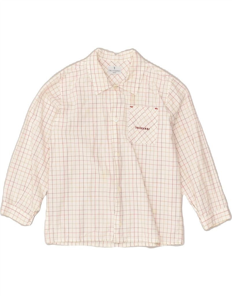 TRUSSARDI Boys Shirt 4-5 Years Off White Check Cotton | Vintage Trussardi | Thrift | Second-Hand Trussardi | Used Clothing | Messina Hembry 