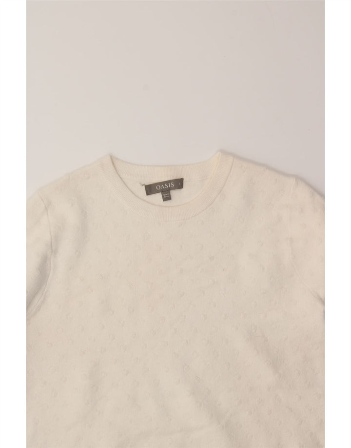 OASIS Womens Crew Neck Jumper Sweater UK 16 Large Off White Viscose Vintage Oasis and Second-Hand Oasis from Messina Hembry 