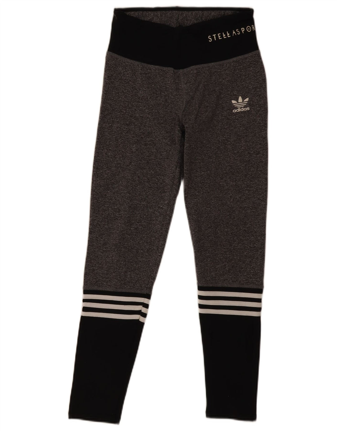 Adidas Girls Graphic Leggings 13-14 Years Medium Grey Colourblock