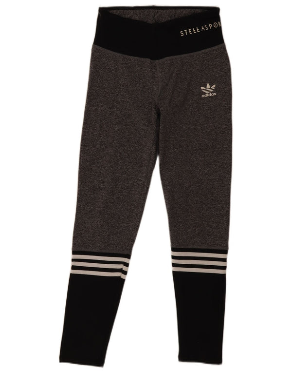 Adidas Girls Graphic Leggings 13-14 Years Medium Grey Colourblock