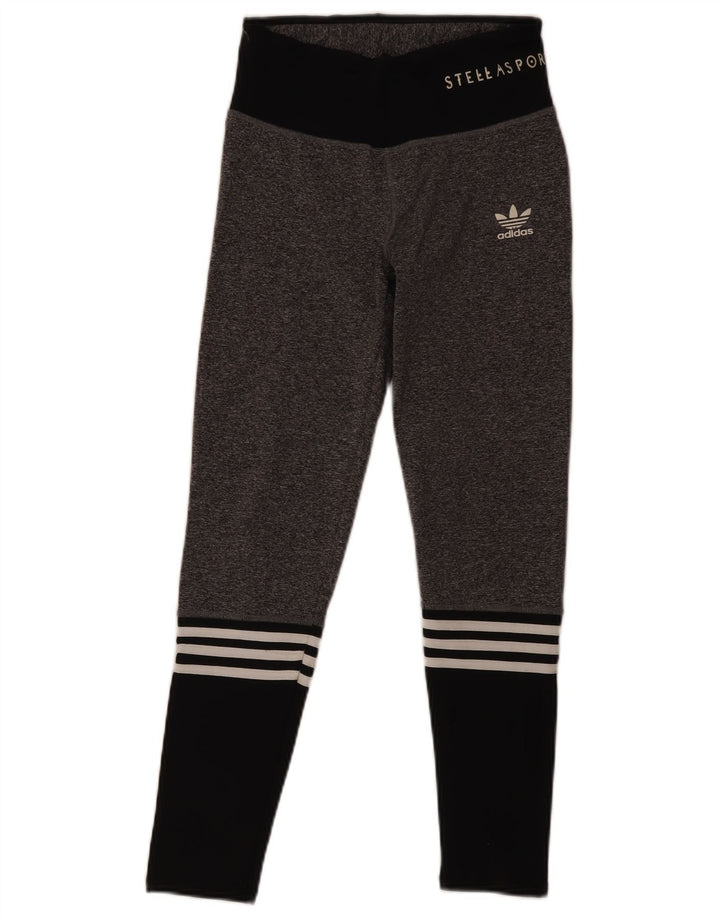 Adidas Girls Graphic Leggings 13-14 Years Medium Grey Colourblock
