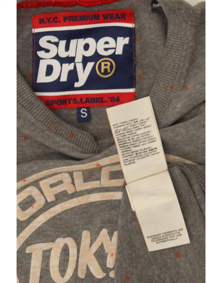 Superdry Mens Graphic T-Shirt Top Small Grey Spotted Cotton