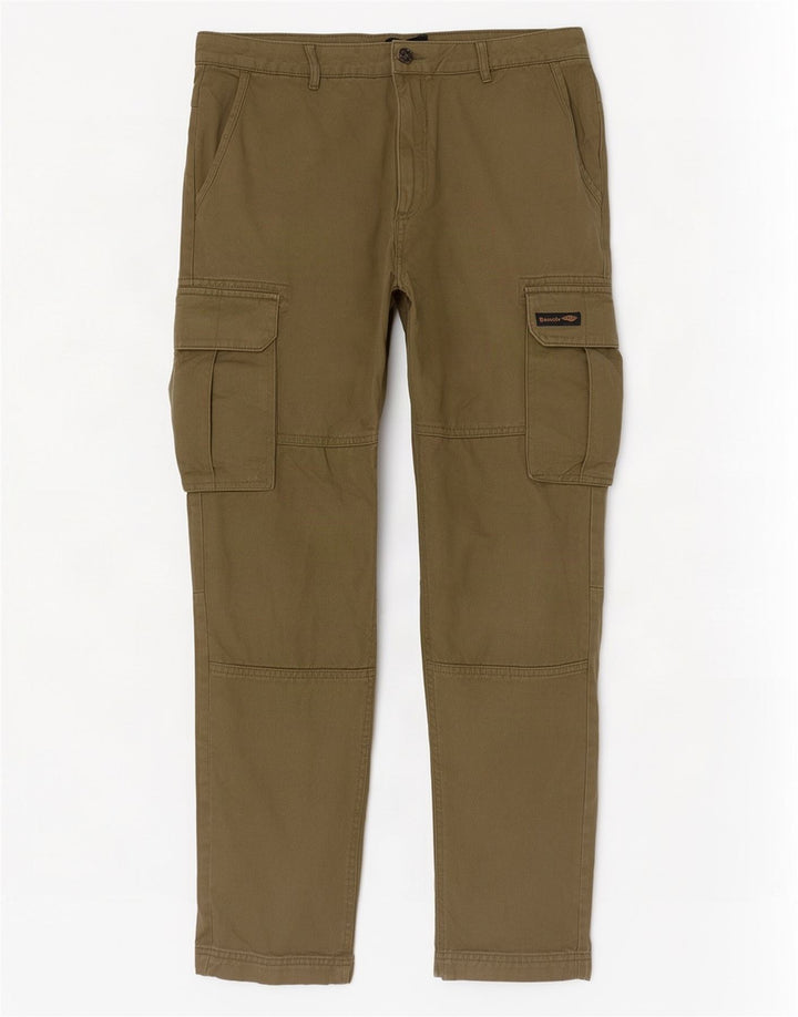 Bench Mens Slim Cargo Trousers W34 L30 Khaki Cotton