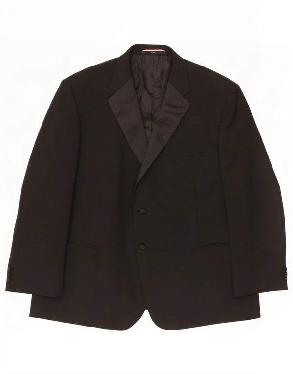 Marks & Spencer Mens 2 Button Blazer Jacket UK 52 3XL Black Polyester