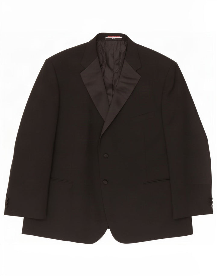Marks & Spencer Mens 2 Button Blazer Jacket UK 52 3XL Black Polyester