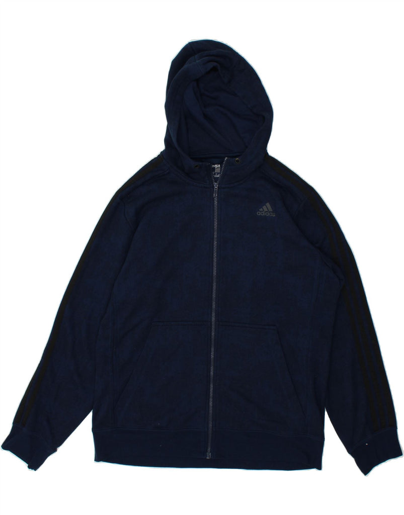 ADIDAS Mens Climalite Zip Hoodie Sweater Large Navy Blue Polyester | Vintage Adidas | Thrift | Second-Hand Adidas | Used Clothing | Messina Hembry 