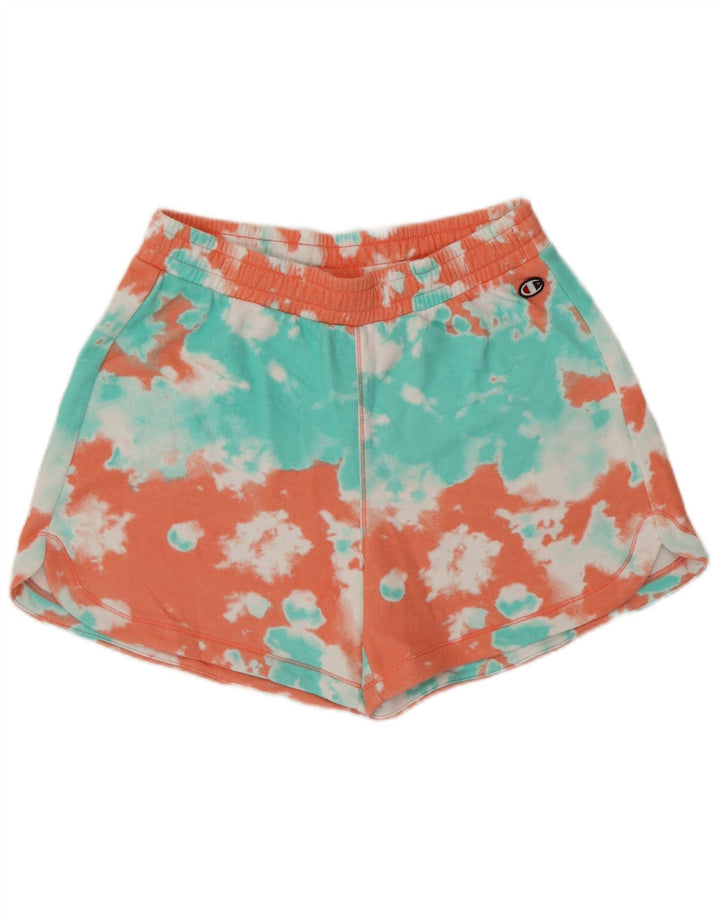 Champion Womens Sport Shorts UK 14 Medium  Multicoloured Tie Dye Cotton