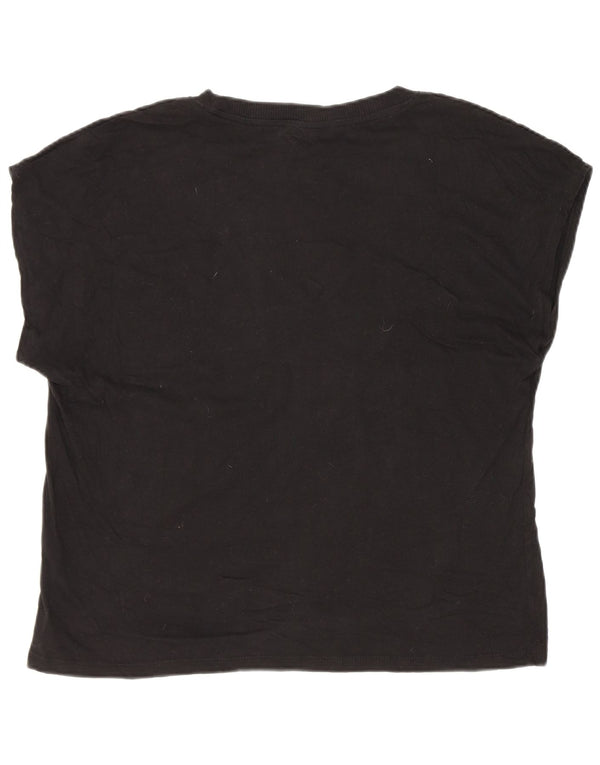 Zara Womens T-Shirt Top UK 14 Medium Black Cotton