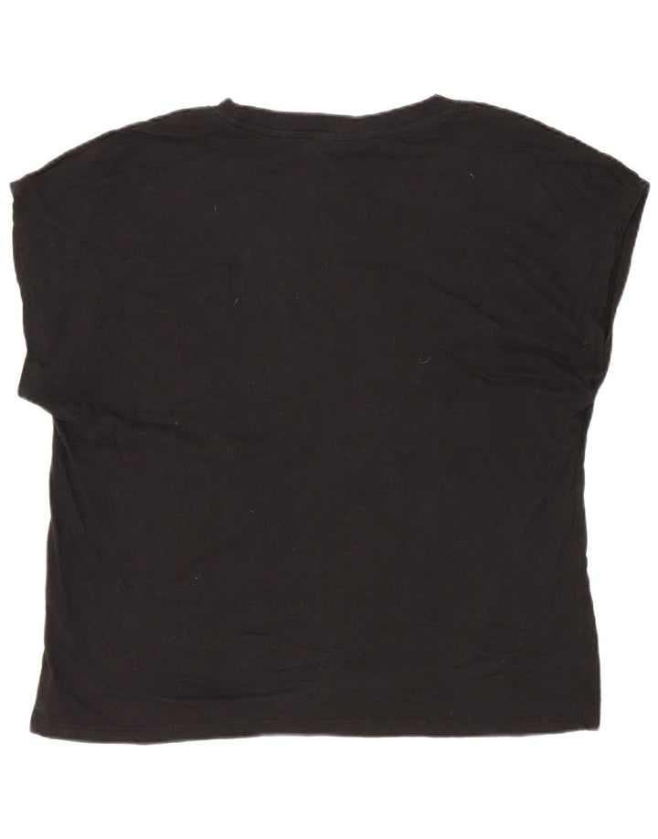 Zara Womens T-Shirt Top UK 14 Medium Black Cotton
