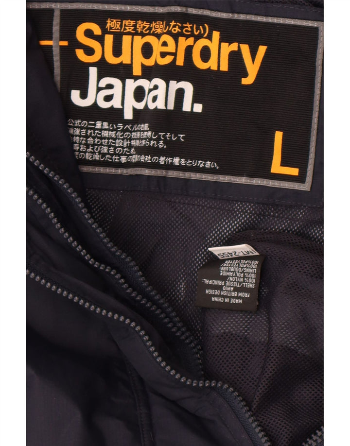 Superdry Womens Rain Jacket UK 16 Large Navy Blue Nylon