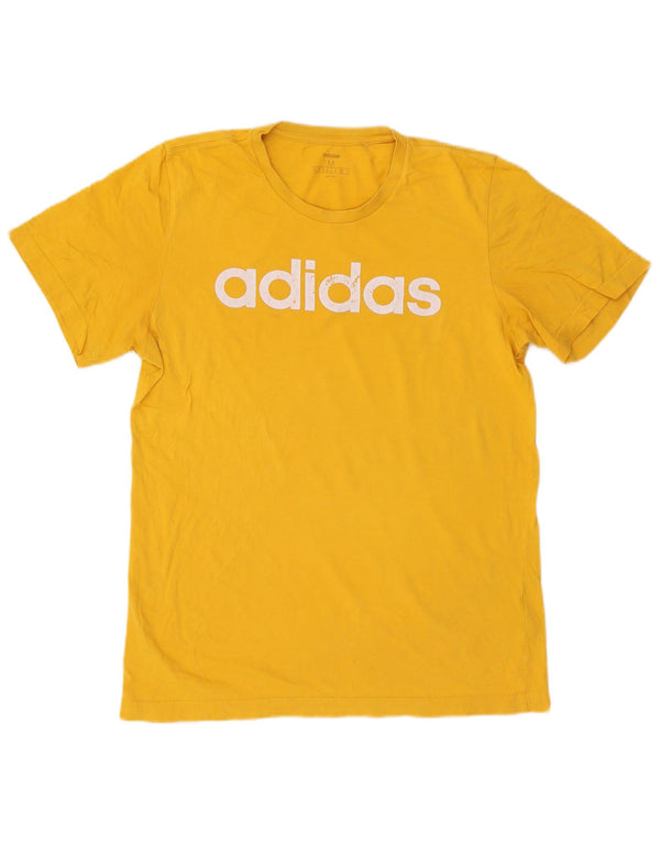 Adidas Mens Graphic T-Shirt Top Medium Yellow Cotton