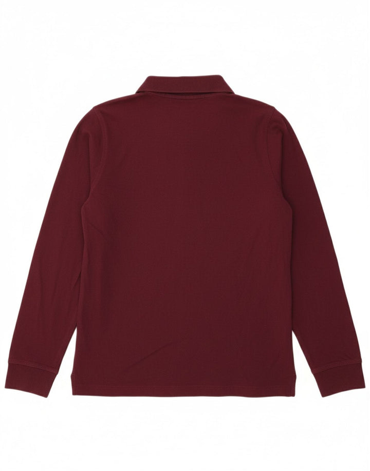 K-WAY Mens Long Sleeve Polo Shirt Medium Burgundy Cotton