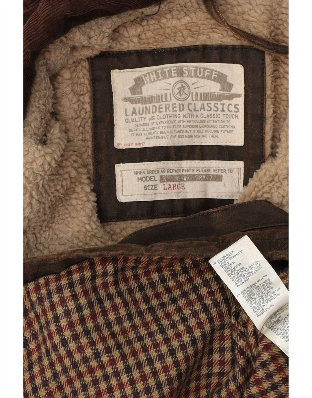 WHITE STUFF Mens Waxed Cotton Jacket UK 40 Large Brown Cotton