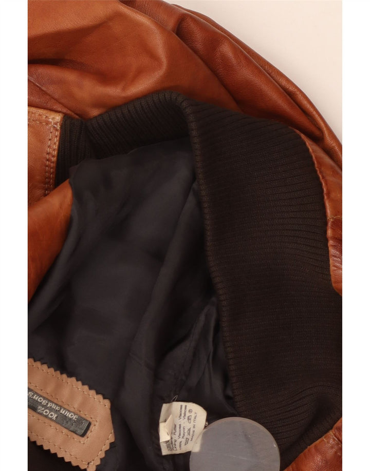 Vintage Mens Leather Jacket UK 38 Medium Brown Viscose
