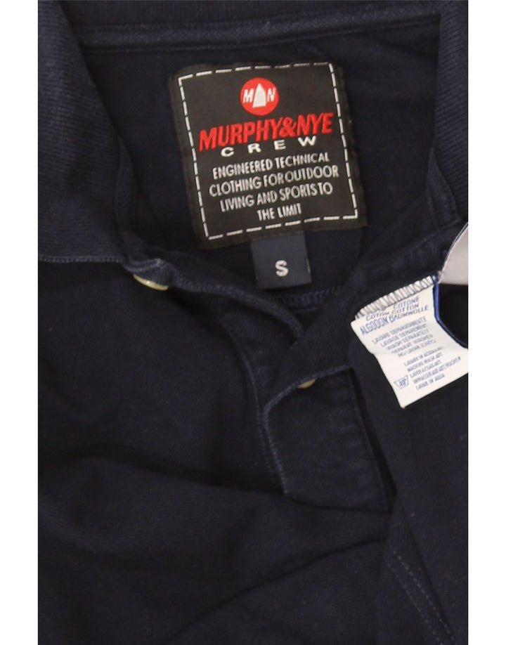 Murphy & Nye Mens Long Sleeve Polo Shirt Small Navy Blue Cotton