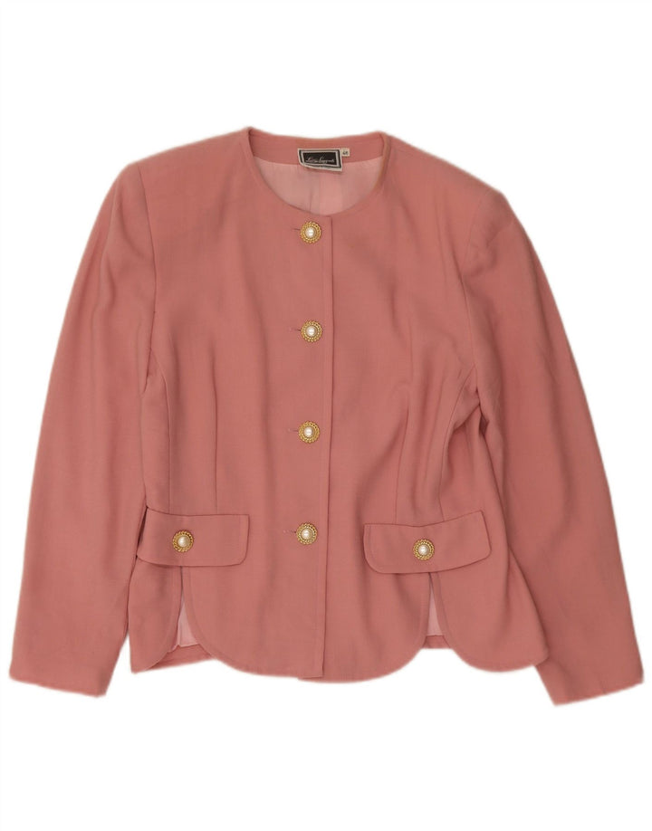 Luisa Spagnoli Womens 4 Button Blazer Jacket IT 46 Large Pink Wool