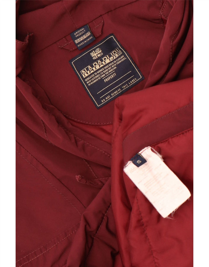 Napapijri Mens Hooded Anorak Jacket UK 36 Small Maroon Polyester