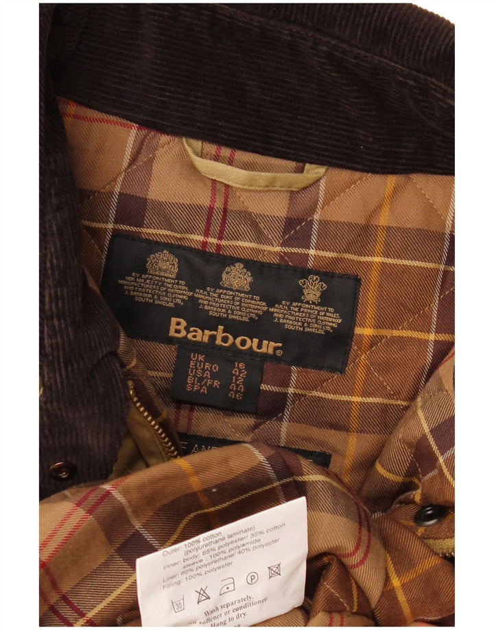 BARBOUR Womens Overcoat UK 16 Large Khaki Cotton