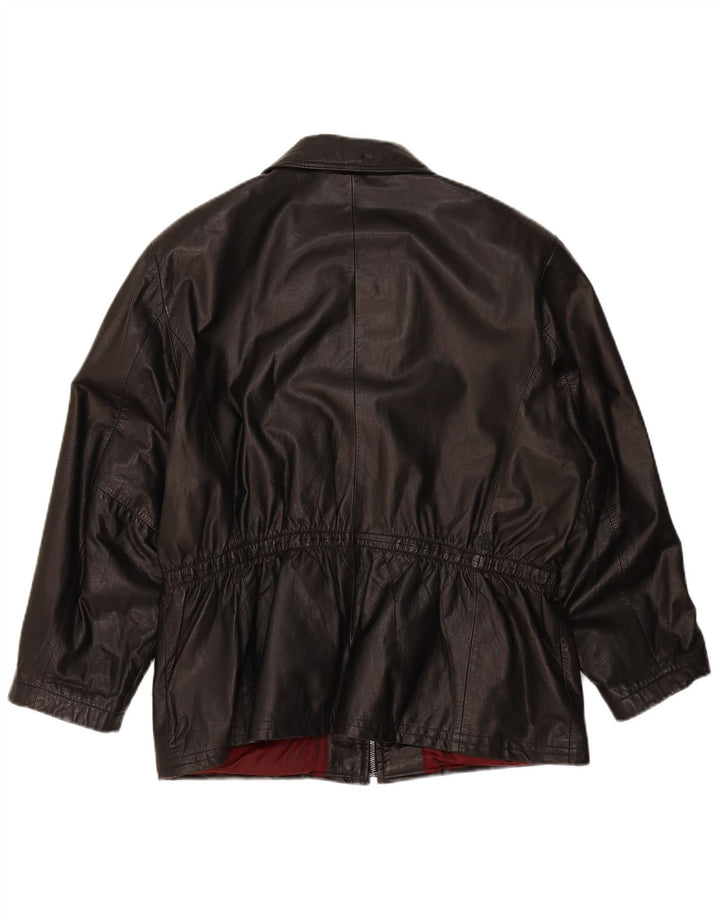 Yorn Womens Oversized Leather Jacket EU 40 Medium Black Leather