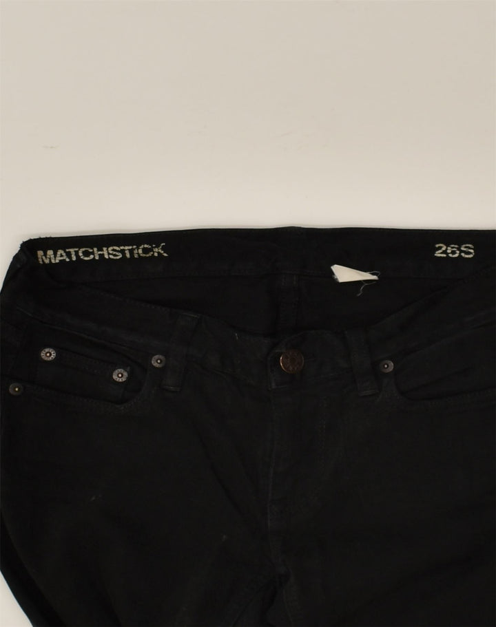 VINTAGE Womens Matchstick Slim Jeans W26 L30 Black Cotton | Vintage Vintage | Thrift | Second-Hand Vintage | Used Clothing | Messina Hembry 