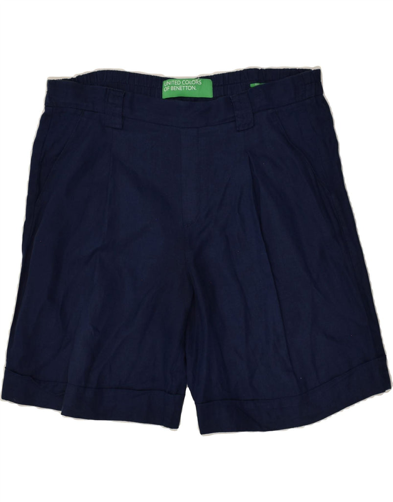 BENETTON Womens Casual Shorts Medium W38 Navy Blue Linen | Vintage Benetton | Thrift | Second-Hand Benetton | Used Clothing | Messina Hembry 