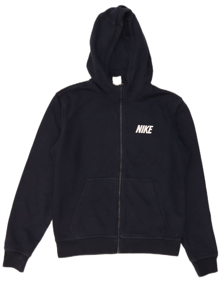 Nike Mens Graphic Zip Hoodie Sweater Small Navy Blue Cotton