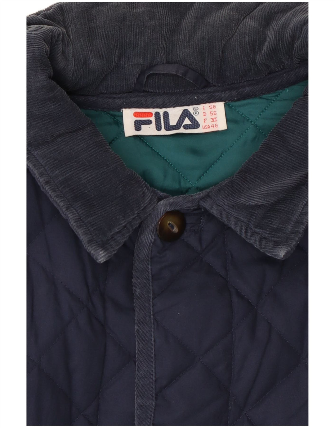 Fila Mens Quilted Jacket IT 56 3XL Navy Blue