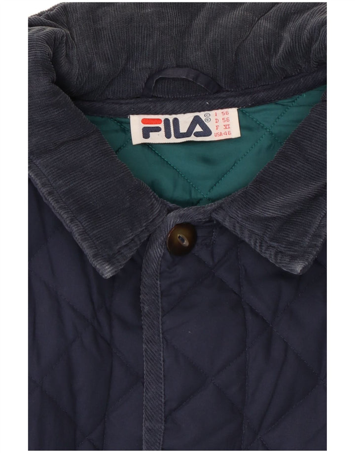 Fila Mens Quilted Jacket IT 56 3XL Navy Blue