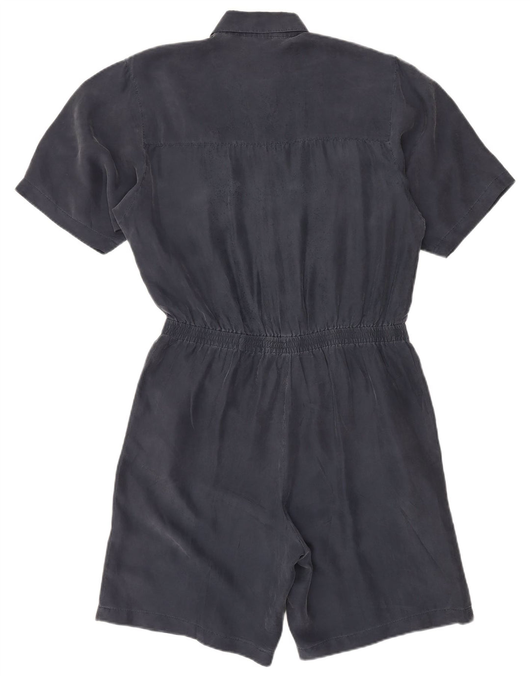 VINTAGE Womens Playsuit UK 14 Medium  Navy Blue Silk