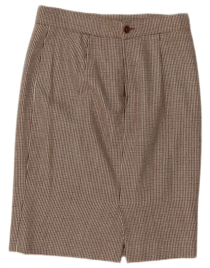 Genny Womens 2 Button 2 Piece Skirt Set UK 14 Medium W32 Brown Houndstooth