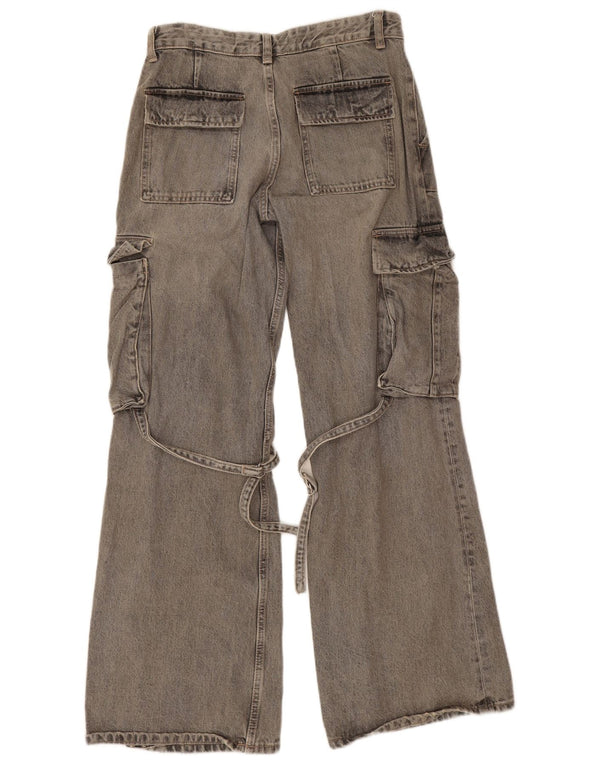 Zara Womens Cargo Wide Leg Jeans EU 38 Small W28 L32 Blue Cotton