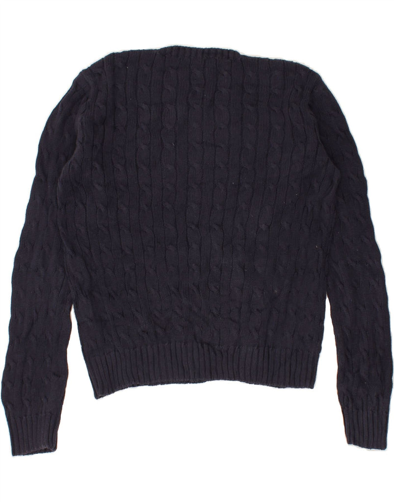 RALPH LAUREN Womens Crew Neck Jumper Sweater UK 16 Large Navy Blue Cotton | Vintage Ralph Lauren | Thrift | Second-Hand Ralph Lauren | Used Clothing | Messina Hembry 