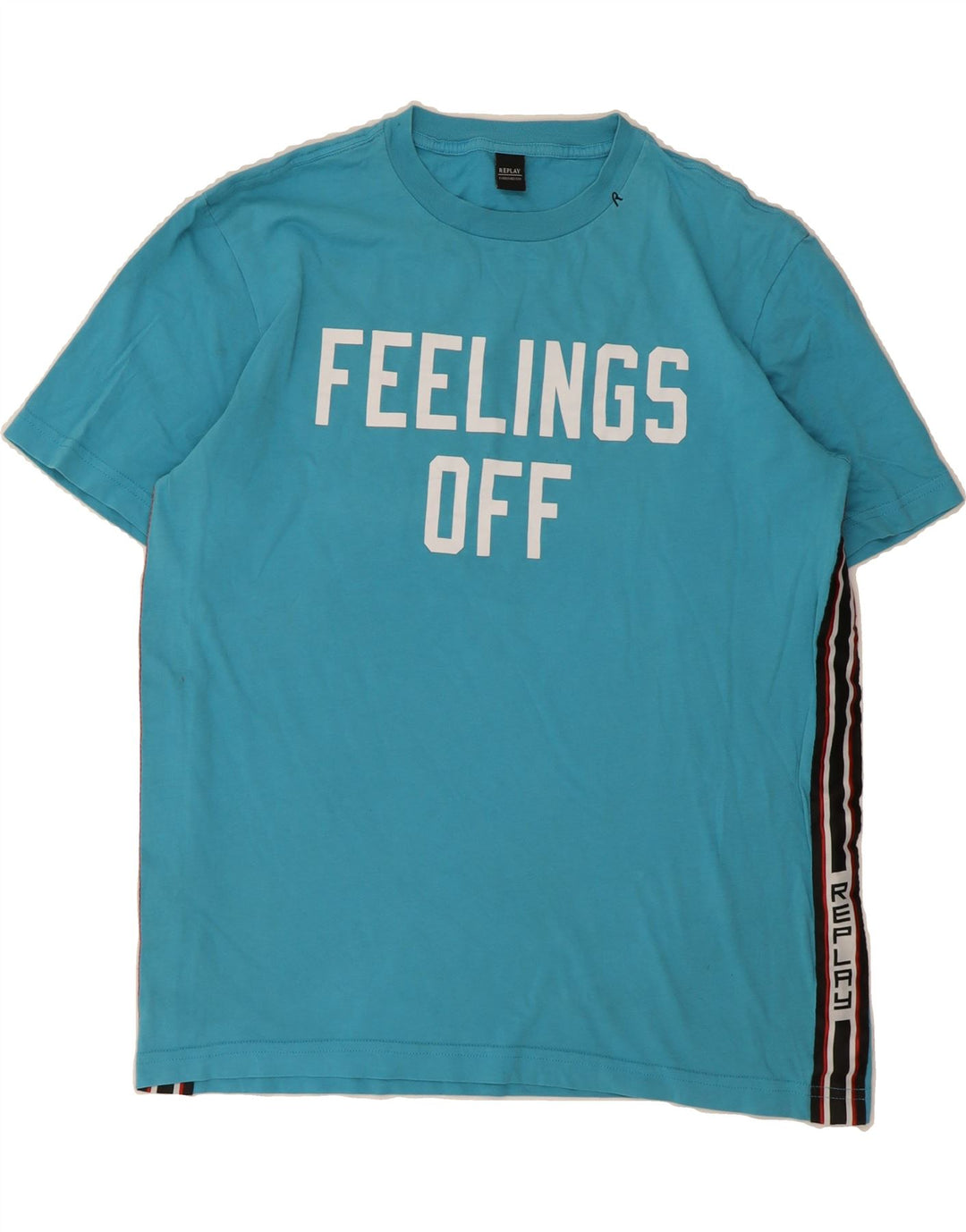 REPLAY Mens Graphic T-Shirt Top Large Blue Vintage Replay and Second-Hand Replay from Messina Hembry 