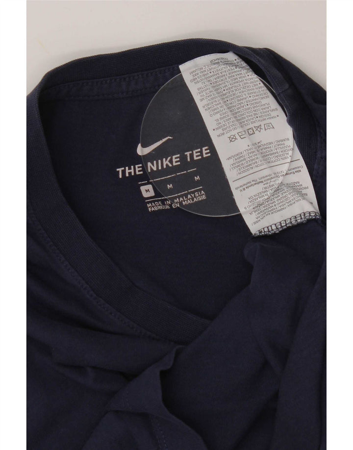 Nike Womens T-Shirt Top UK 14 Medium Navy Blue Cotton