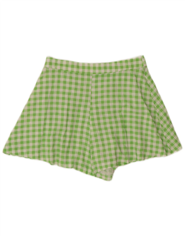 Zara Womens Pegged Casual Shorts Medium W28  Green Gingham