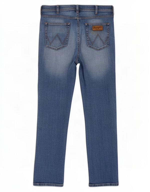 Wrangler Mens Arizona Stretch Straight Jeans W34 L32 Blue Cotton
