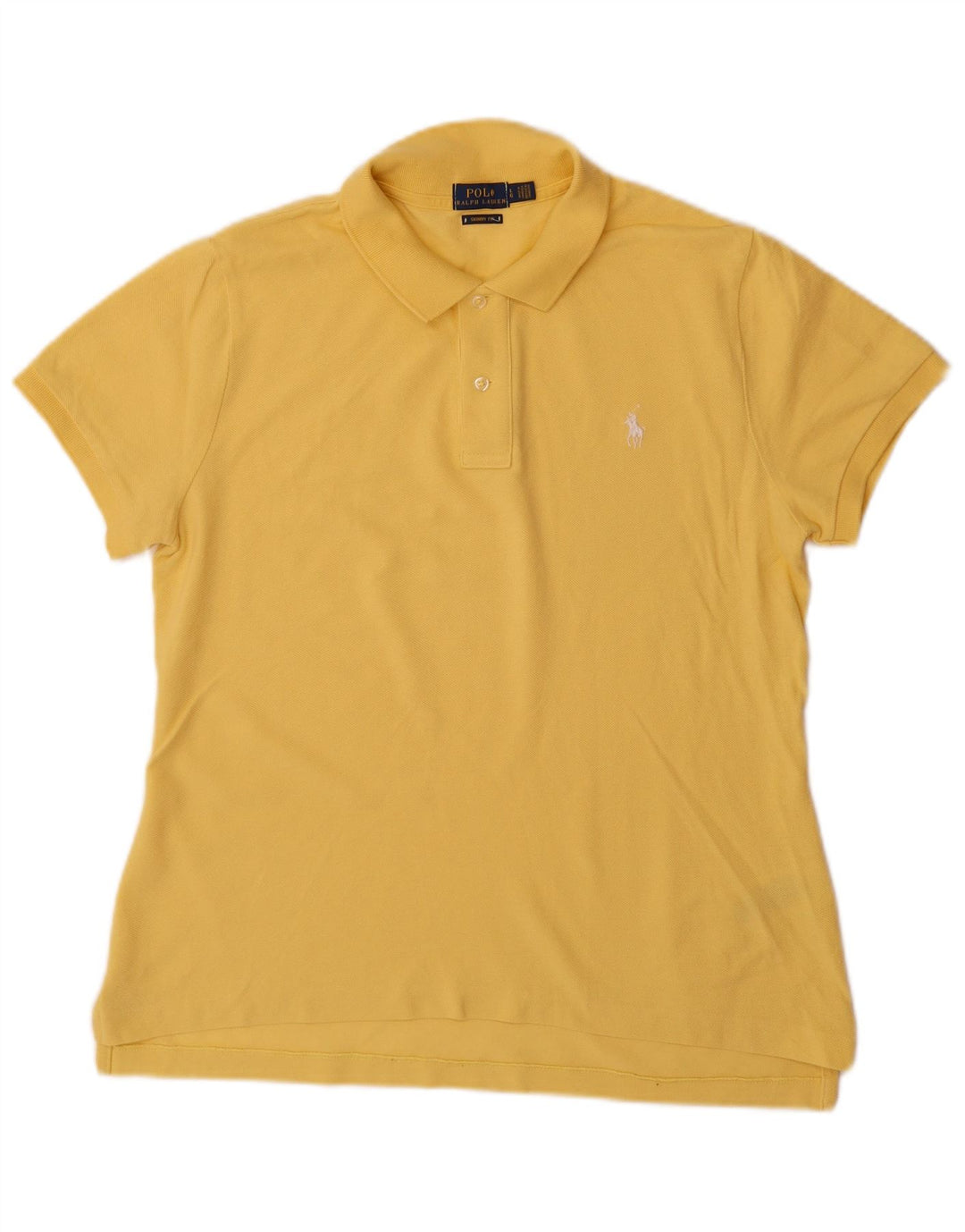 POLO RALPH LAUREN Womens Skinny Polo Shirt UK 16 Large Yellow Cotton