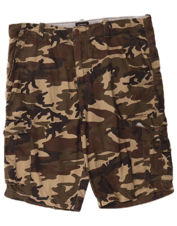 Quiksilver Mens Cargo Shorts W36 Large Khaki Camouflage Cotton
