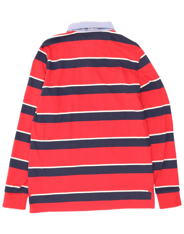 Crew Clothing Mens Long Sleeve Rugby Polo Shirt Medium Red Striped Cotton