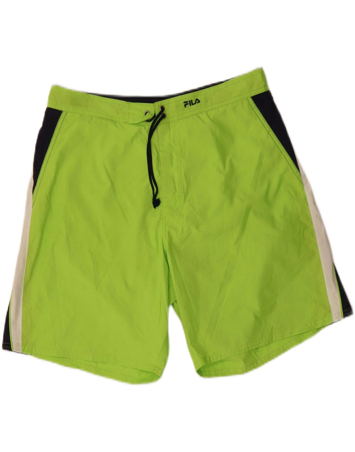 FILA Mens Swimming Shorts Large Green Colourblock Vintage Fila and Second-Hand Fila from Messina Hembry 