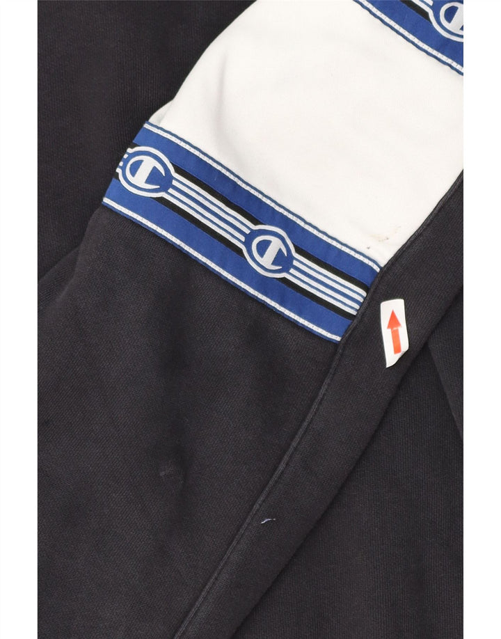 Champion Mens Graphic Zip Neck Hoodie Jumper Large Black Colourblock