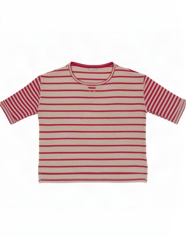 Marks & Spencer Womens T-Shirt Top UK 16 Large Grey Striped