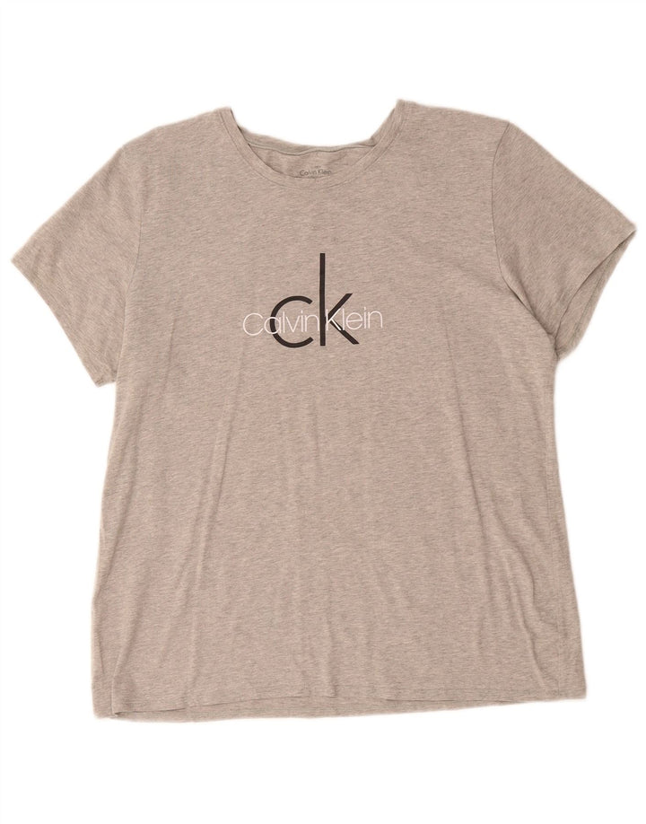 CALVIN KLEIN Womens Graphic T-Shirt Top UK 18 XL Grey