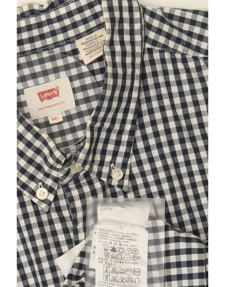 Levi's Mens Shirt 2XL Navy Blue Gingham Cotton