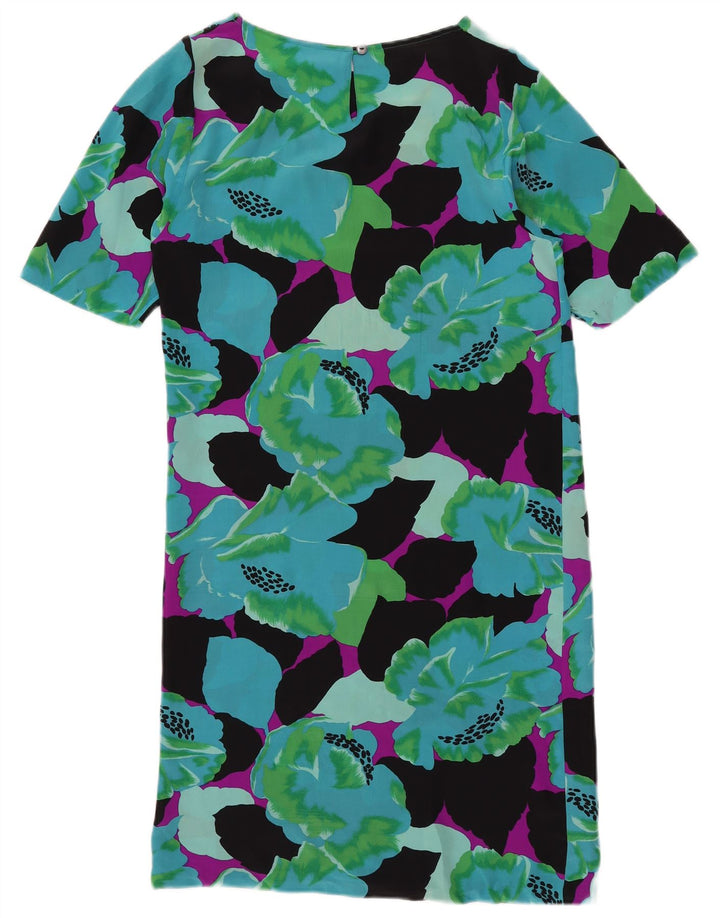 VINTAGE Womens Shift Dress UK 12 Medium Multicoloured Floral Silk