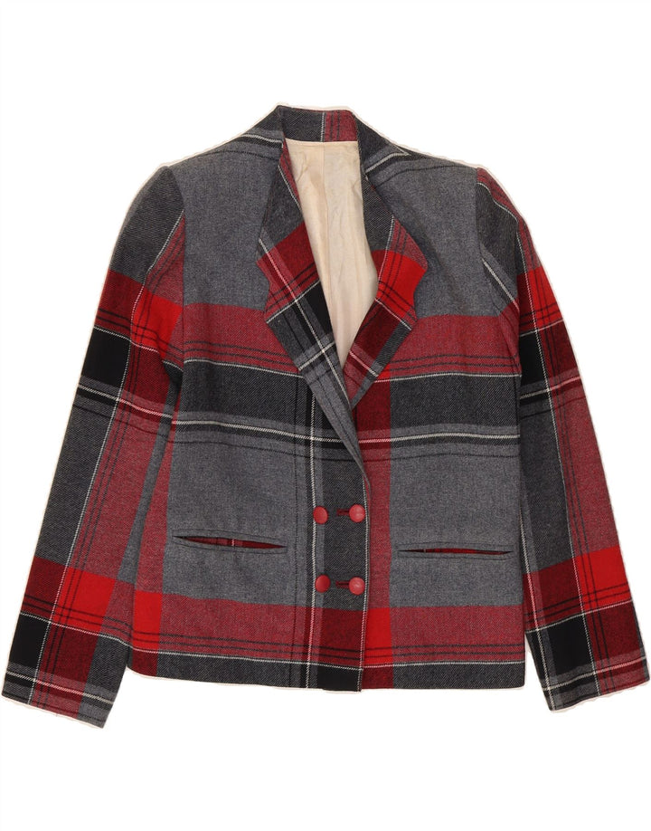 VINTAGE Womens Double Breasted Blazer Jacket UK 10 Small Grey Check Vintage Vintage and Second-Hand Vintage from Messina Hembry 