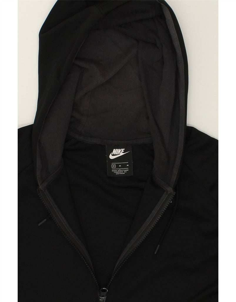 NIKE Mens Graphic Zip Hoodie Sweater Medium Black Polyester | Vintage Nike | Thrift | Second-Hand Nike | Used Clothing | Messina Hembry 